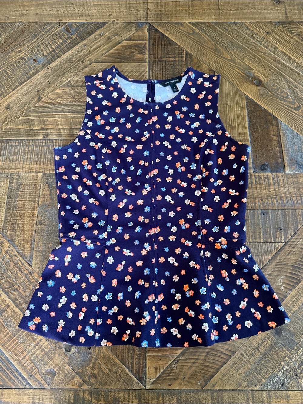 Banana Republic Dark Plum Floral Peplum Blouse